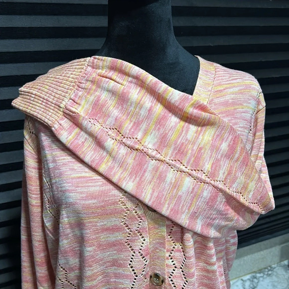 Callahan Knitwear Cropped LS Cardigan Bralette Pink &‎ Orange Set Large  NWT - Picture 9 of 14